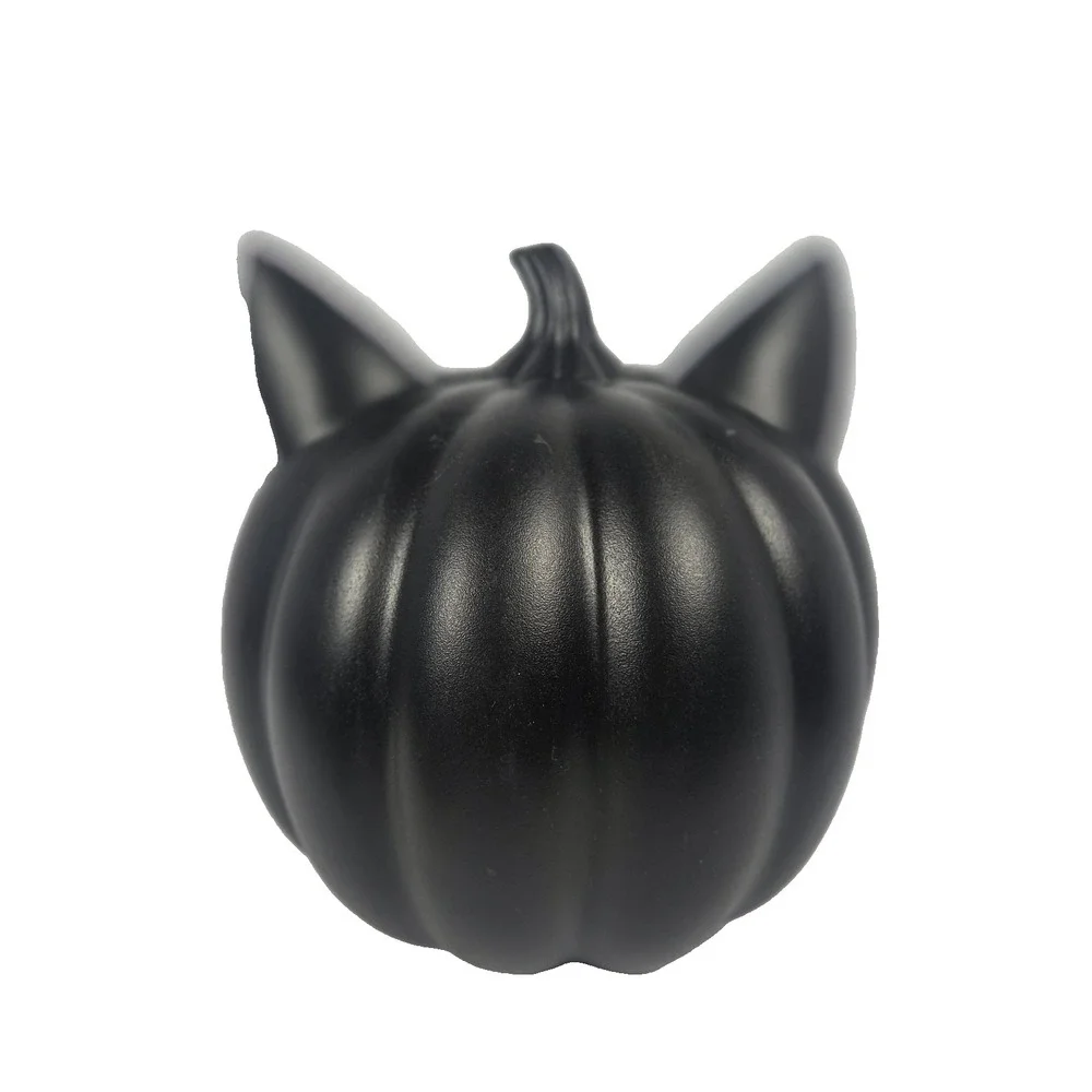 Unbranded Black Cat Pumpkin Halloween Decor 8in Black New LED Jack O Lantern